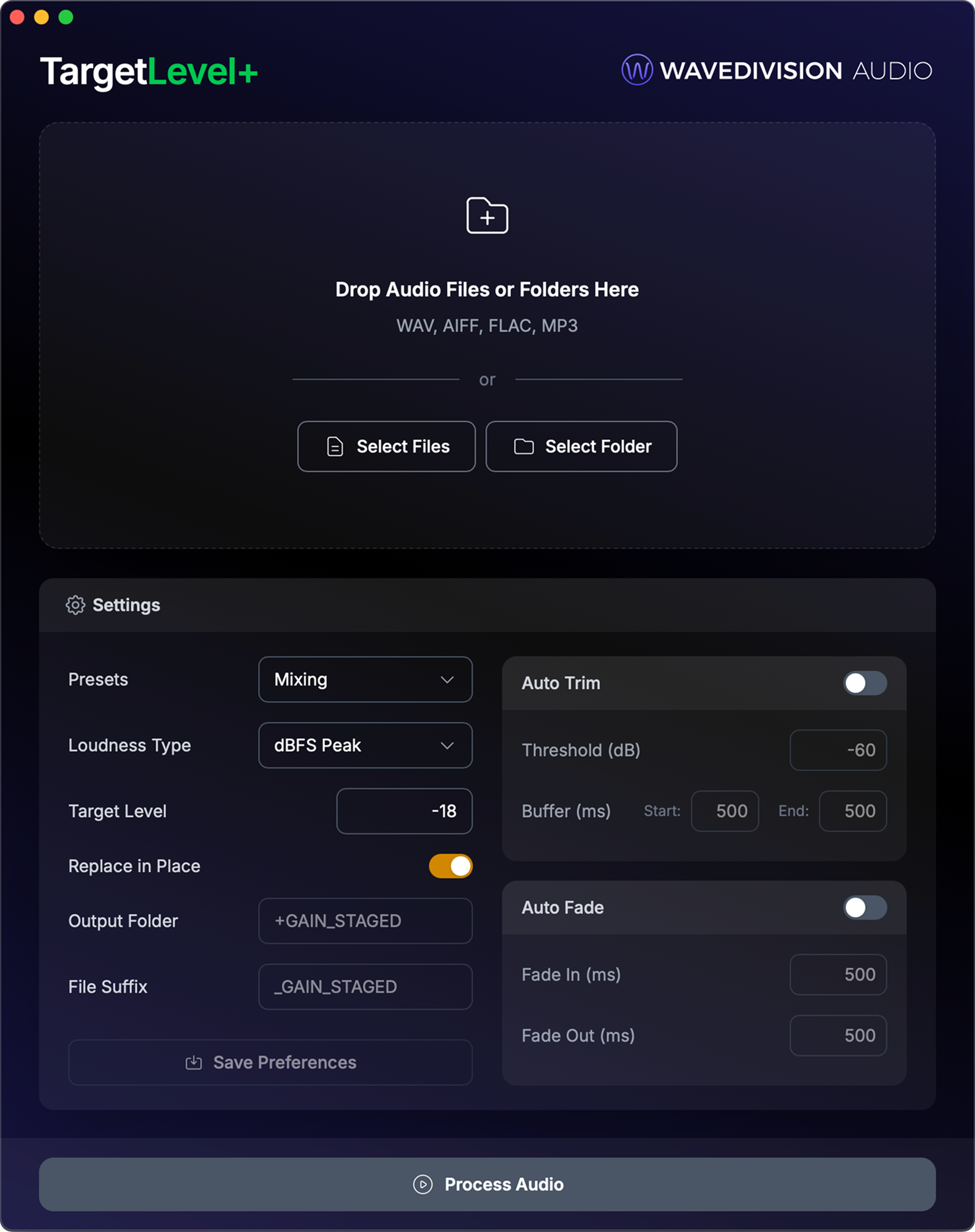 TargetLevel+ gain staging interface